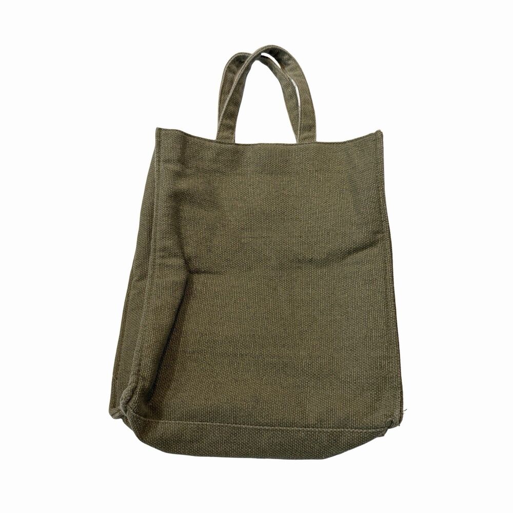 Marc Jacobs DAISY Woven Olive Green Burlap Canvas Floral Tote Travel Shopper Bag - Picture 2 of 7